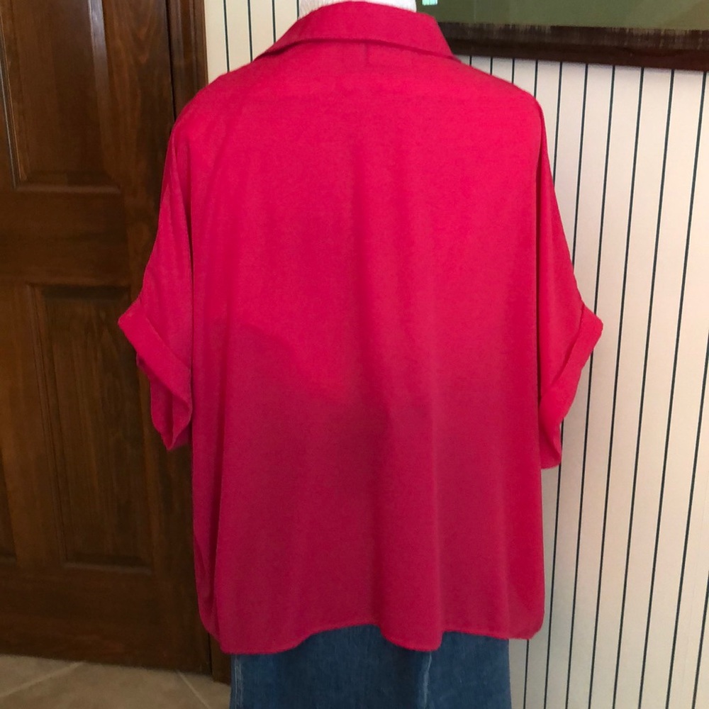 Chico’s Oversized, Buttoned, Raspberry Top. - image 2